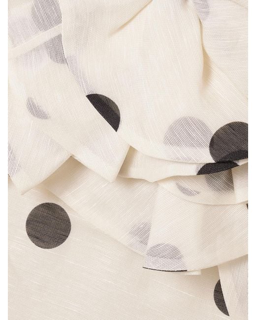 Zimmermann Natural Crush Ruffled Polka-Dot Linen And Silk-Blend Organza Mini Dress
