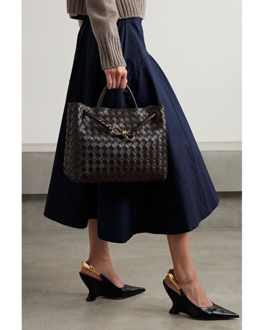 Bottega Veneta Black Andiamo Medium Intrecciato Leather Tote