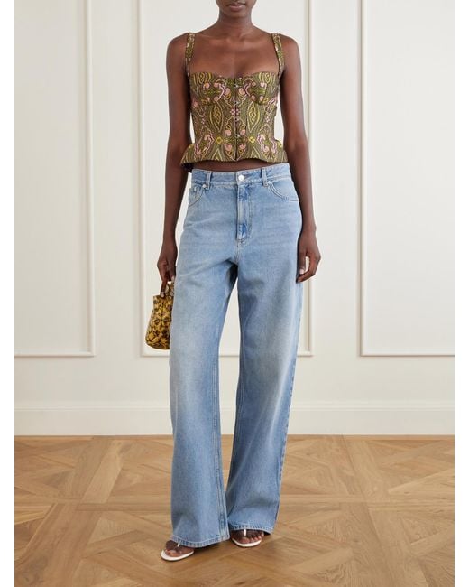 Erdem Blue Mid-Rise Wide-Leg Jeans