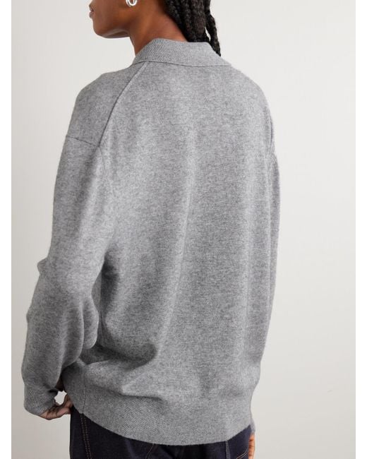 Tibi Gray Oversized-Pullover Aus Einer Gerippten Woll-Kaschmirmischung Mit Polokragen