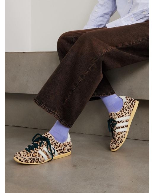 Adidas Originals Multicolor Japan Leather-Trimmed Leopard-Print Calf Hair Sneakers