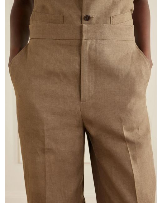 Ralph Lauren Natural Dean Linen Wide-Leg Pants