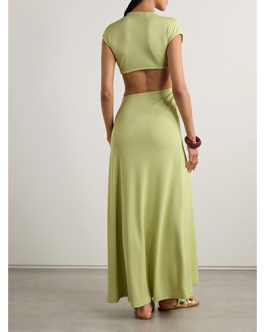 Christopher Esber Green Embellished Cutout Ribbed-Knit Maxi Dress