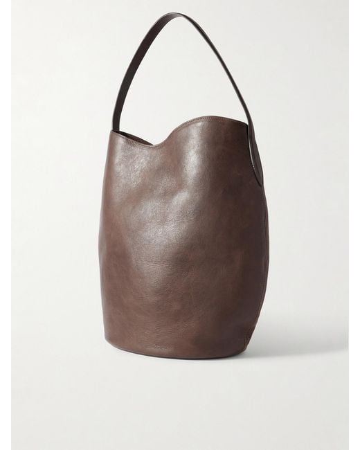 Liffner Brown Buckled Leather Bucket Bag