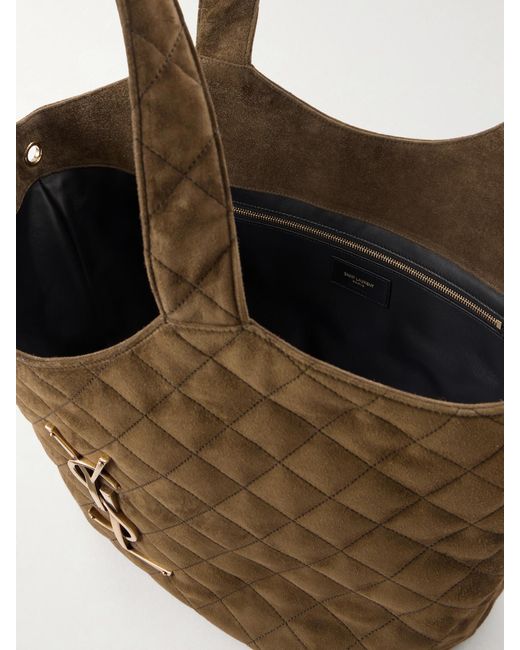 Saint Laurent Brown Icare Medium Matelassé Leather Tote