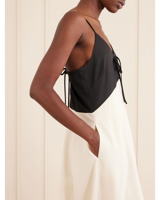 Sea White Angelina Two-Tone Twill Maxi Dress