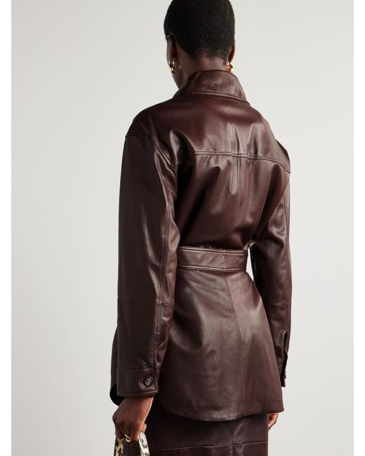 Brunello Cucinelli Brown Belted Leather Jacket
