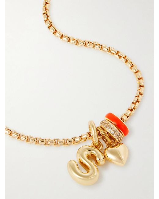 Roxanne Assoulin Natural Puffy Initial-Tone, Enamel And Cubic Zirconia Necklace