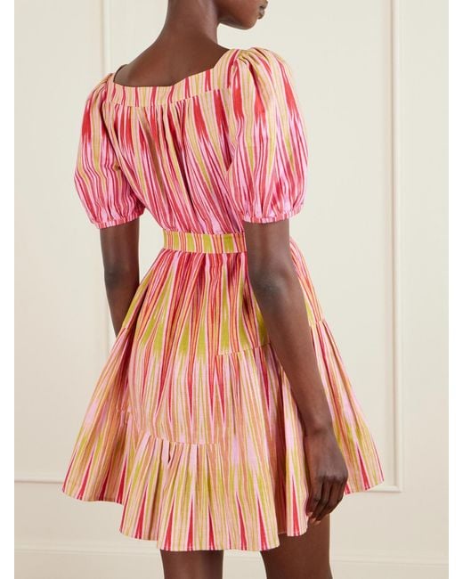 Saloni Pink Yashi Belted Printed Cotton Mini Dress