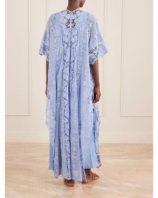 Miguelina Blue Valentina Cotton-Lace Kaftan