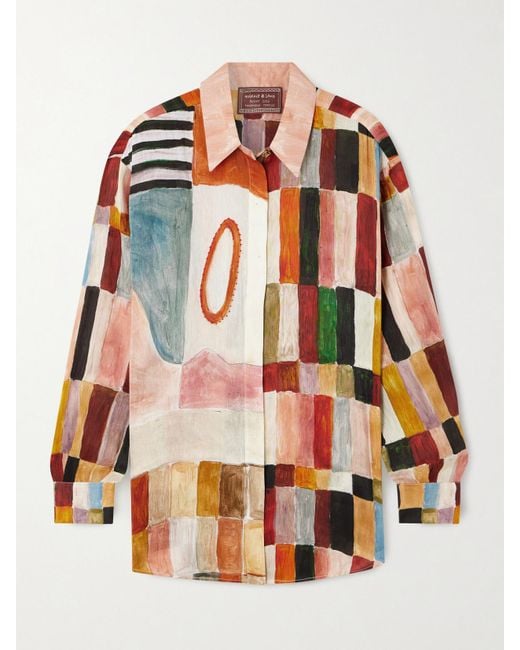 ALÉMAIS Brown Lrnce Majorelle Printed Linen And Silk-Blend Shirt