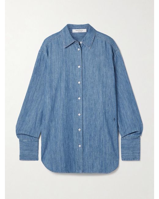 Another Tomorrow Blue Oversized-Hemd Aus Biobaumwoll-Chambray
