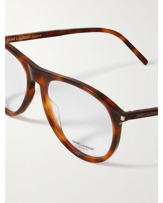 Saint Laurent Brown Aviator-Style Acetate Optical Glasses
