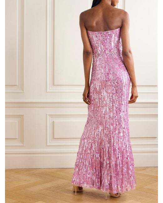 Jenny Packham Euphoria Sequin-Embellished Strapless Dress in Pink | Lyst UK