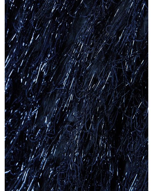 Stella McCartney Blue Metallic Fringed Organza Midi Dress
