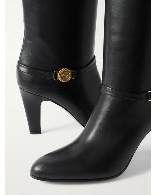 Chloé Black Eve Kniehohe Stiefel Aus Leder Mit Verzierung