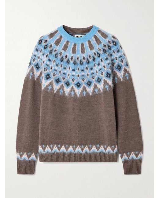 Staud Gray Zane Fair Isle Wool-Blend Sweater