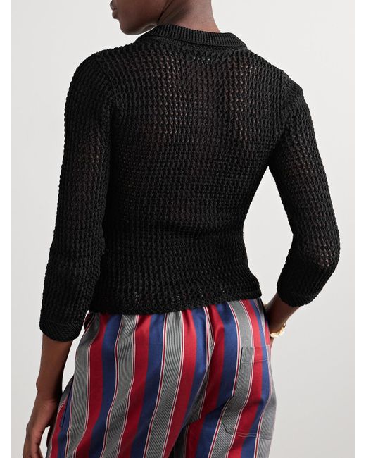 Bode Black Willows Crocheted Cotton Top