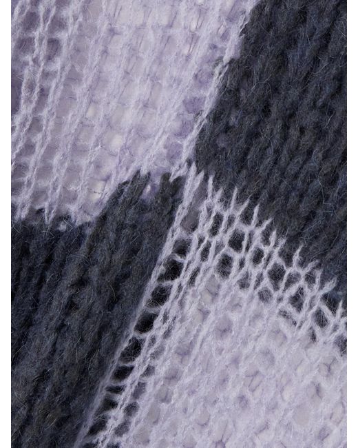 Acne Blue Oversized Two-Tone Open-Knit Sweater