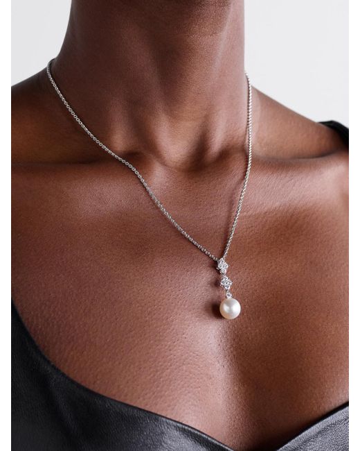 Mikimoto Natural 18-Karat, Diamond And Pearl Necklace