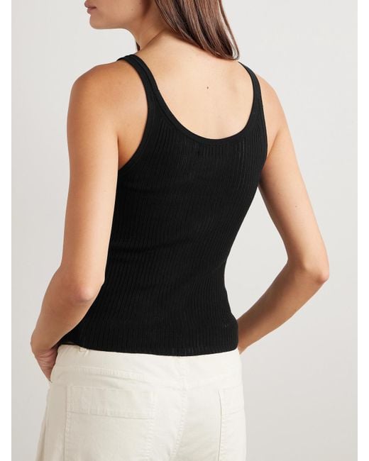 Nili Lotan Black Wrenley Ribbed Cotton Tank