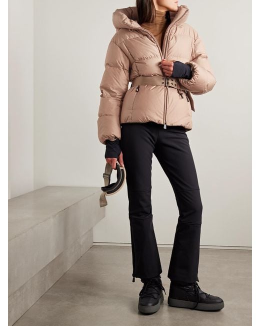 Moncler Natural Nisene Hooded Belted Quilted Ripstop Down Ski Jacket