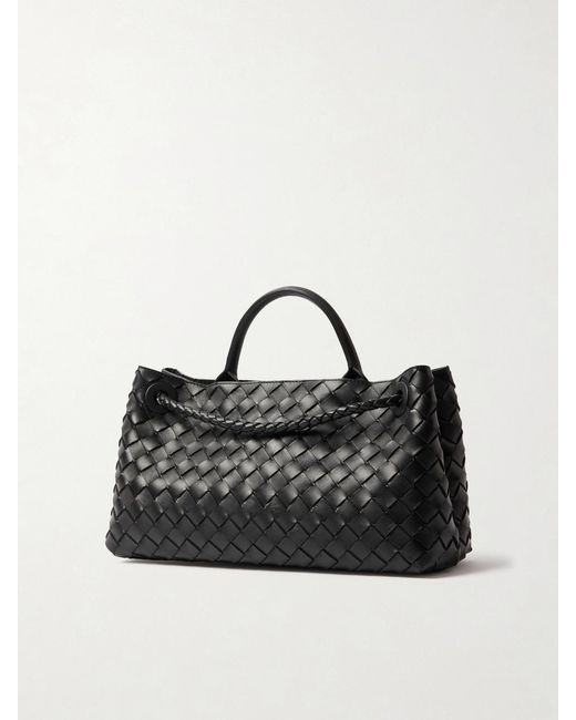Bottega Veneta Black Andiamo East-West Small Intrecciato Leather Tote