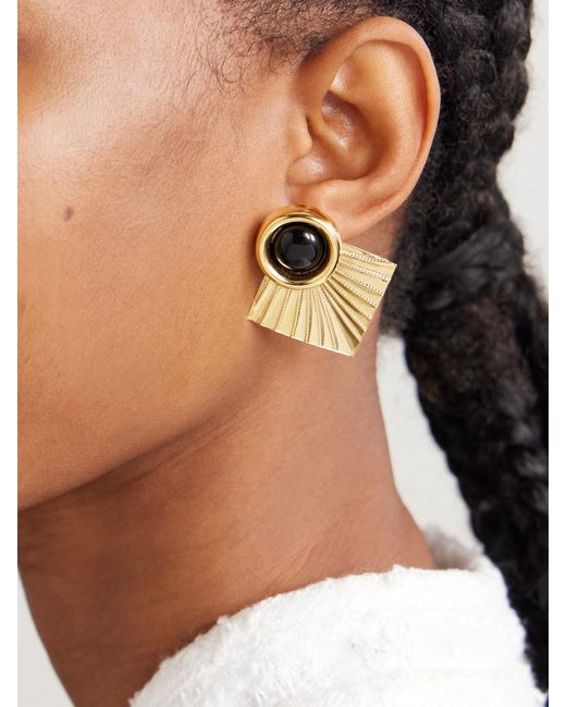 Jennifer Behr Metallic Noreen-Tone Onyx Earrings