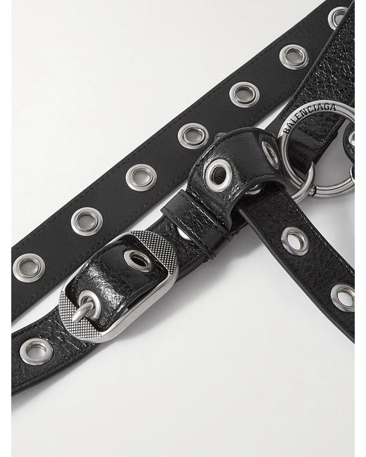 Balenciaga Black Le Cagole Embellished Crinkled-Leather Belt