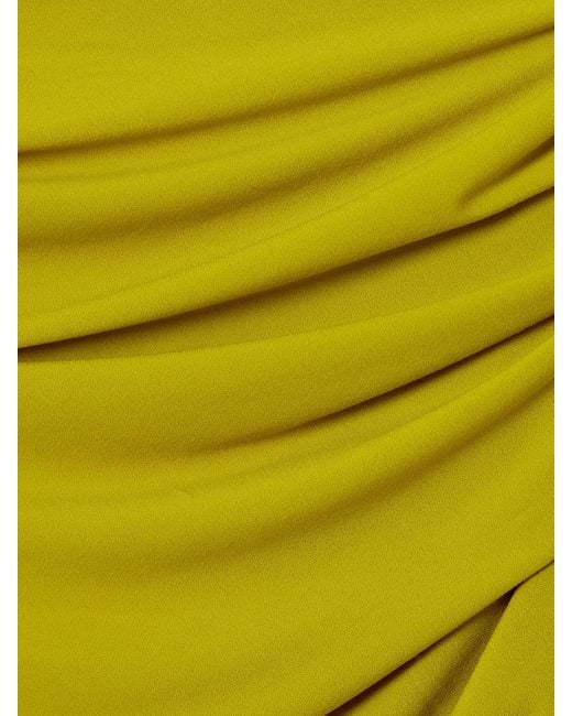 Alex Perry Yellow One-Shoulder Cutout Draped Gathered Stretch Recycled Crepe-Jersey Gown