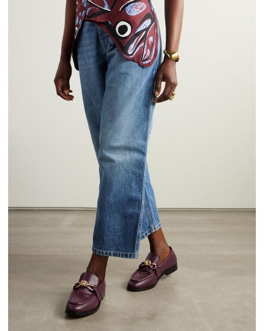 Bottega Veneta Purple Astaire Embellished Leather Loafers