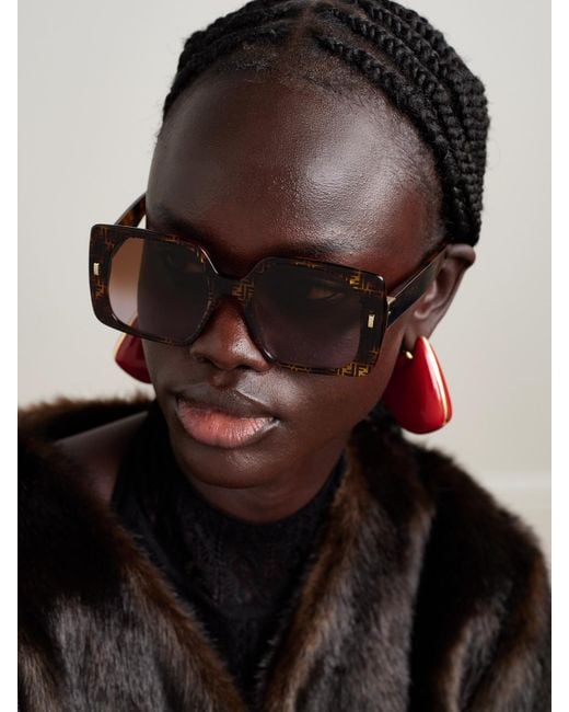 Fendi Multicolor Oversized Square-Frame Acetate Sunglasses