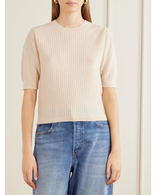 FRAME Natural The Gathered Honeycomb Cashmere Sweater