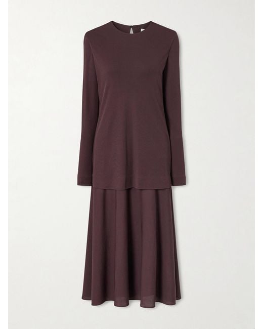 Jil Sander Purple Layered Jersey Maxi Dress