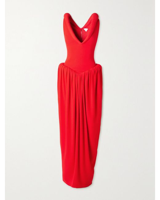 Bottega Veneta Gathered Bouclé Maxi Dress