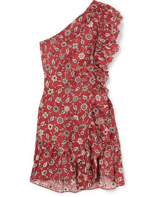 Isabel Marant Teller Ruffled Printed Mini Dress Red | Lyst