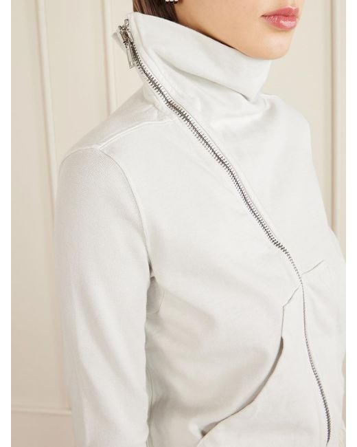 Rick Owens Natural Cropped Organic Cotton-Jersey Hoodie