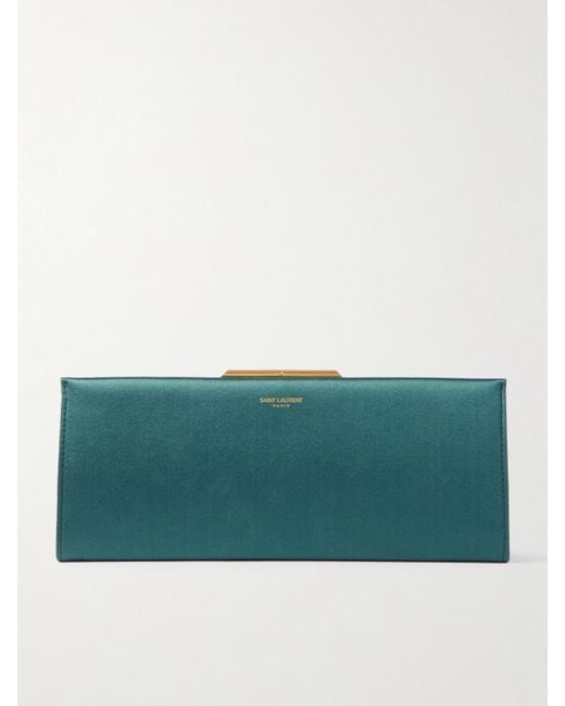 Saint Laurent Green Midnight Small Satin Clutch