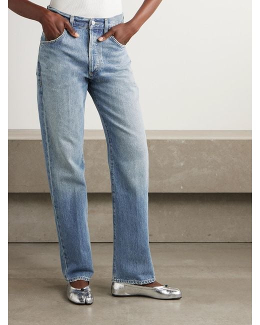 Citizens of Humanity Blue Baretta High-Rise Straight-Leg Organic Jeans