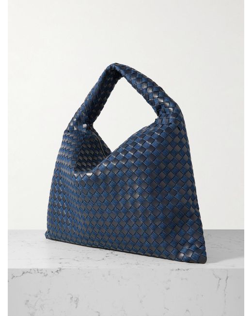 Bottega Veneta Blue Hop Große Tote Aus Intrecciato-Leder Und Denim