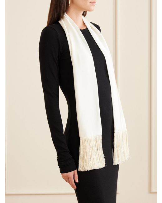 Le Sundial Natural The Opera Fringed Silk Scarf