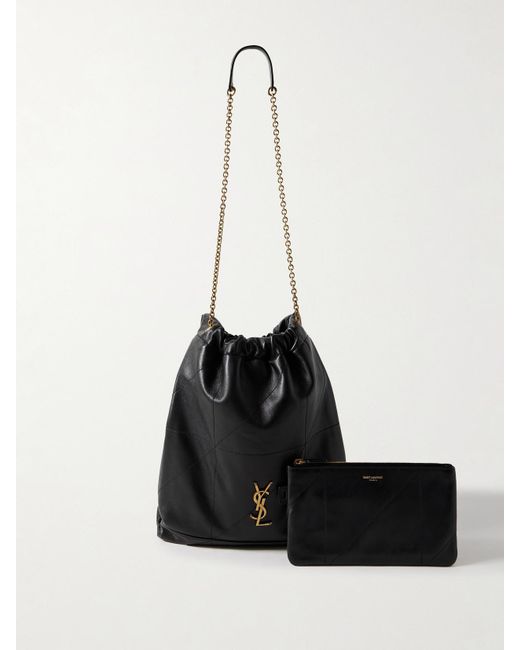 Saint Laurent Black Jamie Schultertasche Aus Gestepptem Leder Mit Verzierung