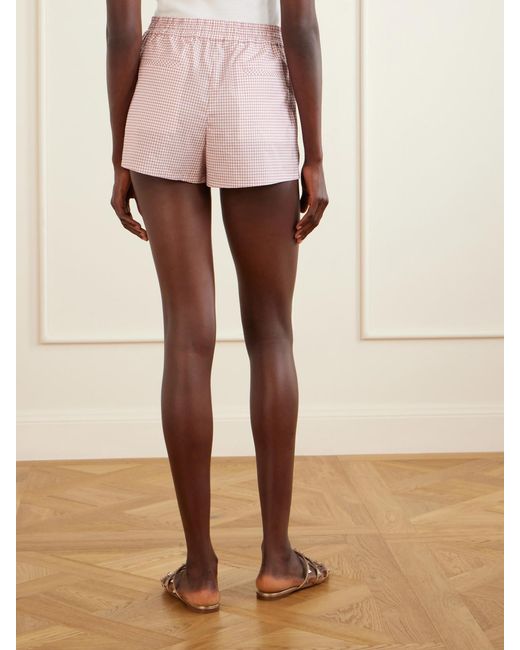 Valentino Garavani Pink Checked Cotton-Poplin Shorts