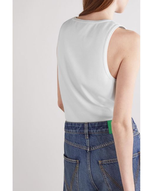 Bottega Veneta White Ribbed Stretch-Cotton Jersey Tank
