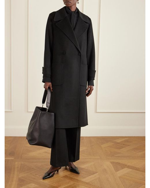 Joseph Black Arlina Belted Wool And Cashmere-Blend Coat