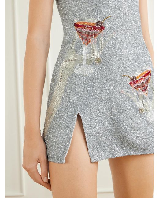 Clio Peppiatt Gray Manhatten Sequin-Embellished Mini Dress