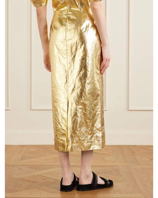 Gabriela Hearst Yellow Manuela Linen Midi Skirt
