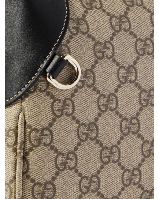 Gucci Natural Gg Emblem Small Leather-Trimmed Coated-Canvas Shoulder Bag