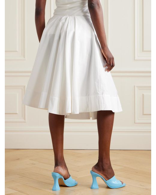 Jacquemus White Salon Pleated Cotton-Poplin Midi Skirt