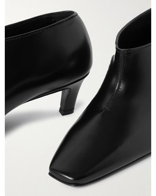 Totême  Black The Wide Shaft Glossed-Leather Ankle Boots